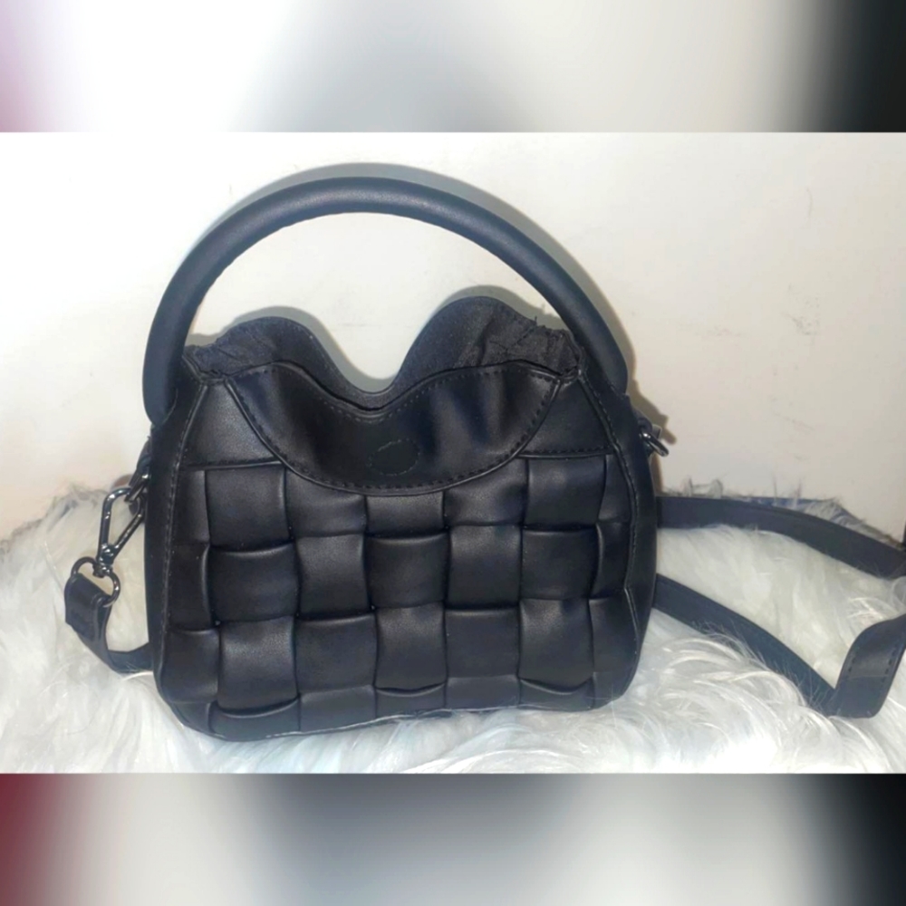 Black Faux Leather Crossbody Bag
